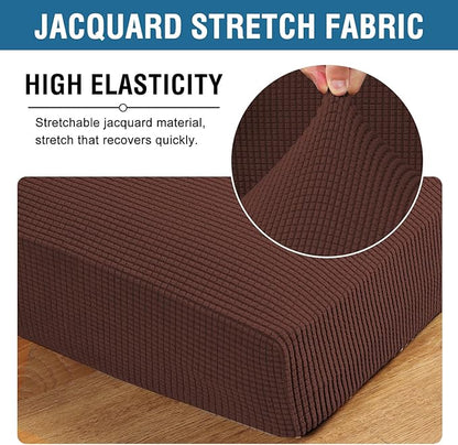 H.VERSAILTEX Super Stretch Individual Seat Cushion Covers Sofa Covers Couch Covers Slipcover Sets Thick Jacquard Textured Twill Fabric (3 Piece XL Sofa Cushion Covers, Burnt Brick)