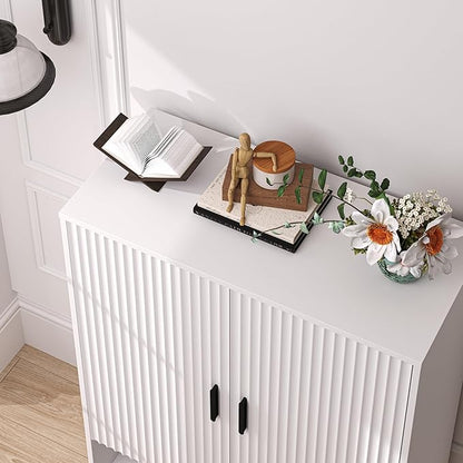 4-Tier Fluted Shoe Cabinet