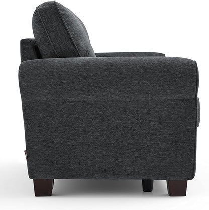 MCombo 67.7" Loveseat Sofa, 2-Seater Small Couch for Small Spaces, Classic Rolled Arm Upholstered Sofa with Solid Wood Legs for Living Room, Removable Cover, Chenille Fabric VE730 (Dark Grey)
