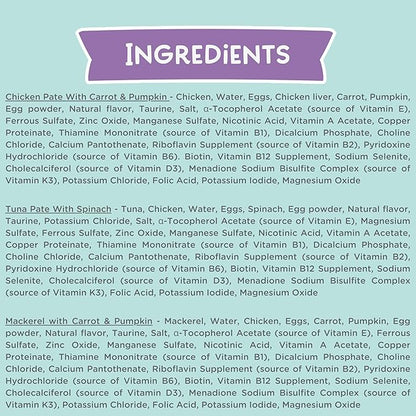 LOVE, NALA - Natural Adult Cat Wet Food - Pate Variety Pack - Tuna, Chicken, Mackerel - Grain Free, Non-GMO, Fiber Blend, Minerals, Vitamins - 12 Pack 2.1 lbs.