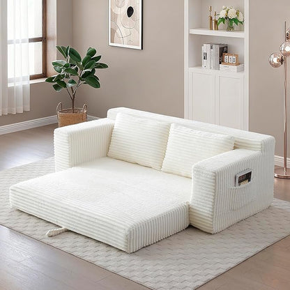 73" Cloud Loveseat Sofa Couch in a Box, 2 Seater Boneless Couch, Convertible Pull Out Sofa Bed with Pillows, No Assembly, Memory Foam, Modern Small Couches for Small Spaces (A-Beige)