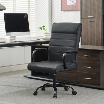 BOWTHY Office Desk Chair,Modern Conference Room Chairs,High Back Ergonomic Home ofiice Chair,Adjustable Height Swivel Executive Computer Chair with Padded Seat and Armrest (Pure Black)