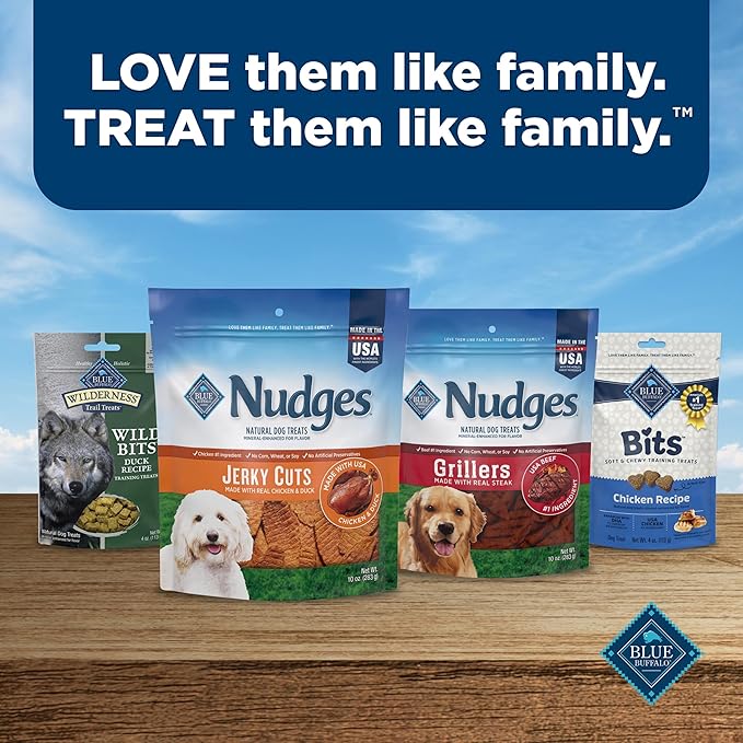 Blue Buffalo Nudges Jerky Cuts Dog Treats, Made in the USA with Natural Ingredients, Chicken, 10-oz Bag