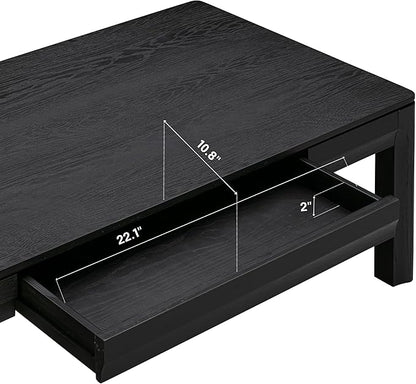 NTC Flow Modern Wooden Rectangle Coffee Table with Hidden Drawer – Waterproof & Heat Resistant, Burnt Black