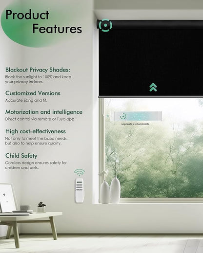 Yoolax Motorized Blinds with Remote, Automatic Roller Shades Cordless Electric