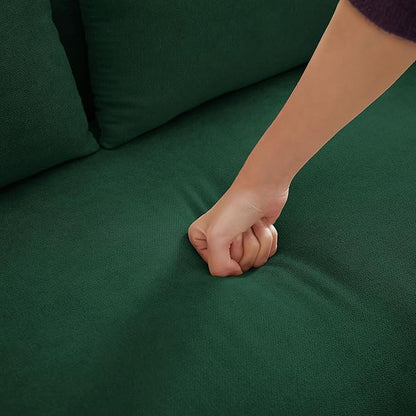 48" Loveseat Sofa, Mid Century Modern Small Couches for Living Room Bedroom Apartment, 2 Seater Love Seat, 2 Throw Pillows and Plastic Legs, Green