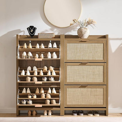 SICOTAS Rattan Shoe Storage Cabinet