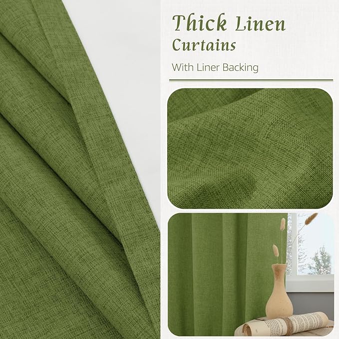 LAMIT Full Blackout Linen Curtains