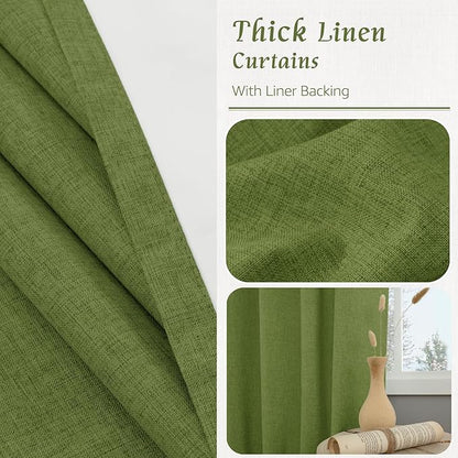 LAMIT Full Blackout Linen Curtains