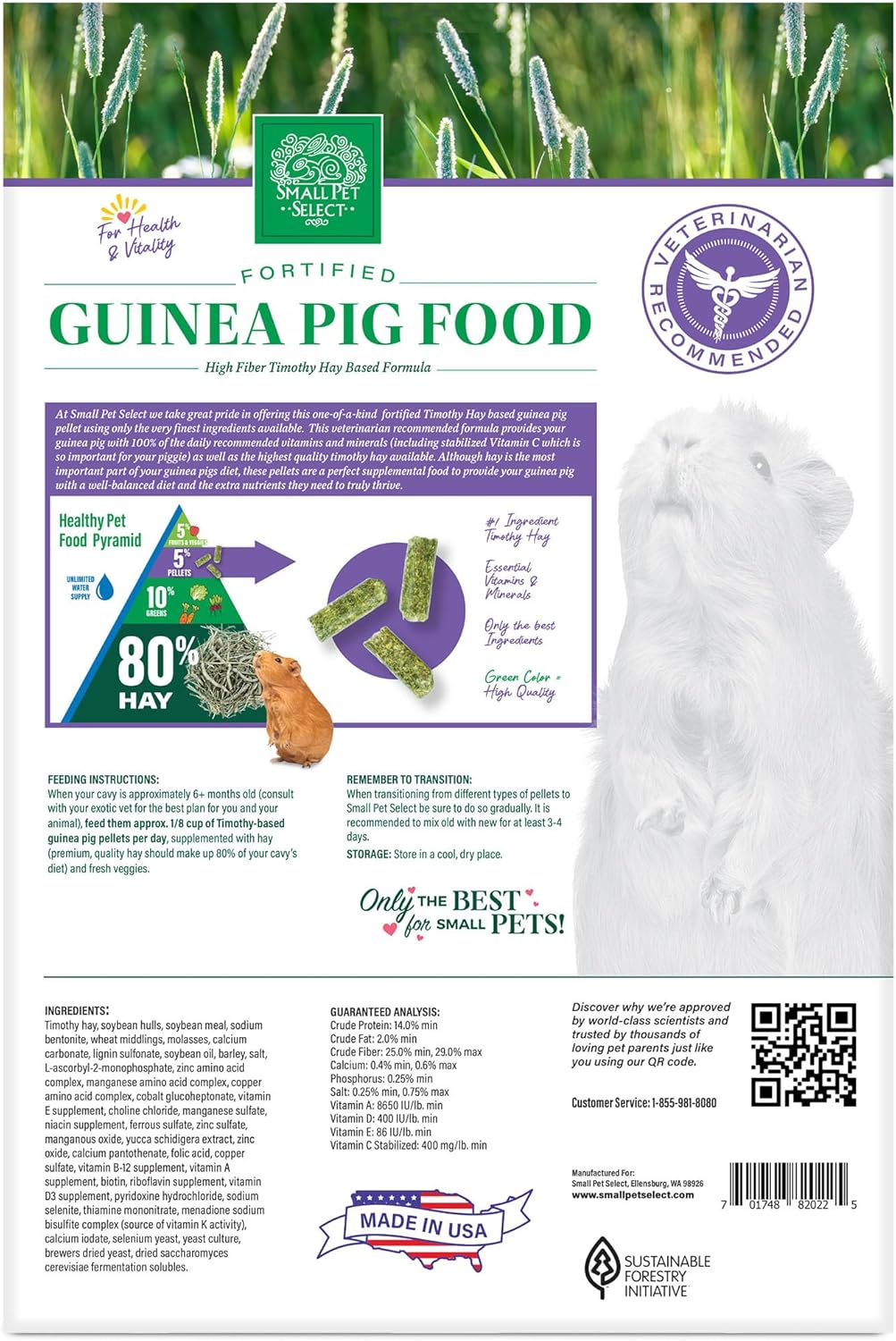 Small Pet Select Guinea Pig Food Pellets, 20 Lb.