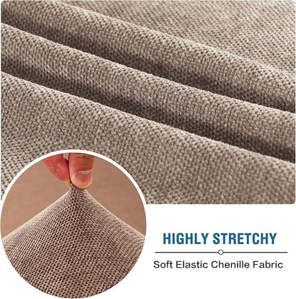H.VERSAILTEX Stretch Chenille Sofa Slipcovers for 2 Cushion Couch Thick Soft Sofa Cover Anti Slip Couch Cushion Covers Flexibility with Elastic Bottom(2 Seater Loveseat Cushion Cover,Taupe)