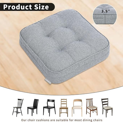 GOFORIT Memory Foam Seat Cushion，Kitchen Chair Cushions for Dining Chairs,Non-Slip Chair Pads with Removable Cover, 16'' x 16'', Grey