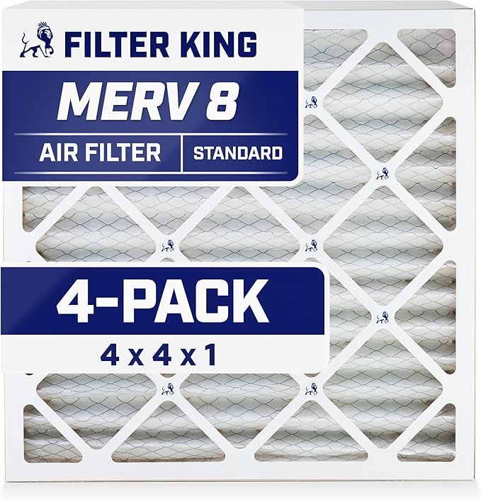 Filter King 4x4x1 Air Filter | 4-PACK | MERV 8 HVAC Pleated A/C Furnace Filters