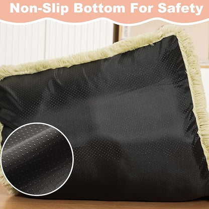 Bedfolks Waterproof XXL Dog Crate Bed, Plush Pad with Removable Cover, Faux Fur, Washable Kennel Bed, 47"x29", Sage Green