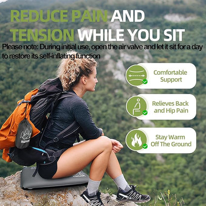 RWUSX Inflatable Stadium Seat Cushion, Portable Self Inflating Outdoor Seat Cushion for Stadium, Airplane, Travel, Camping, Car & Office