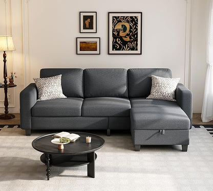 Youmumeub 79''Sectional Couch Couches for Living Room - L-Shaped 4-Seater Deep Sectional Sofa,Removable Covers,Suitable for The Living Room, Apartment or Office-Dark Gray