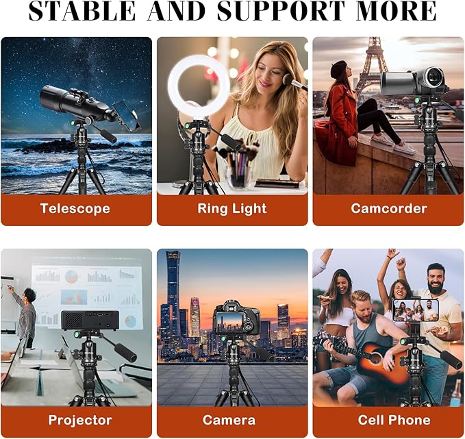 2 in1 Tripod for Camera & Hunting Tripods, 68" Camera Tripods & Monopods with Removable Handle, Aluminum Rifle Tripod & Shooting Stand, Heavy Duty Tripods for DSLR,Canon,Nikon,Sony, Extra Carry Bag