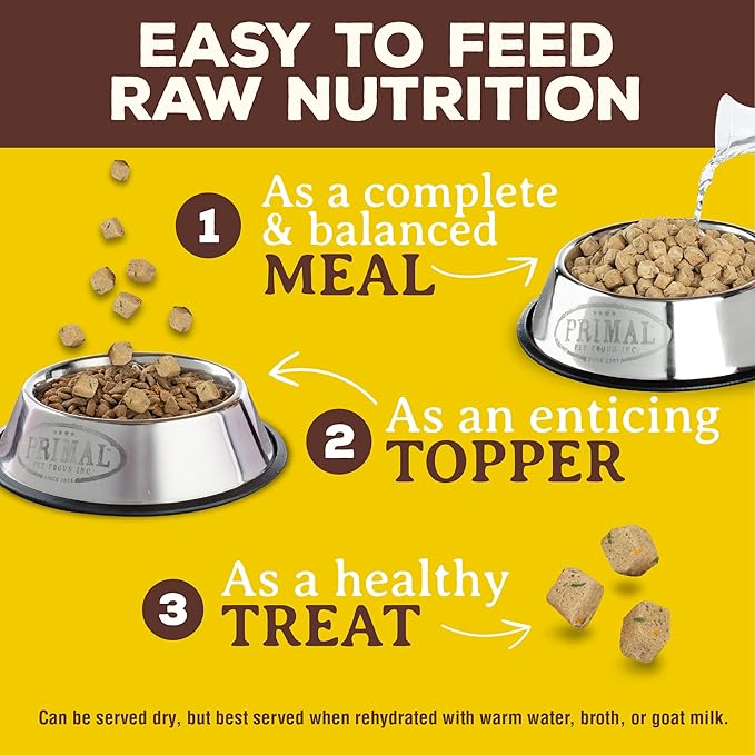 Primal Freeze Dried Puppy Dog Food, Pronto Mini Nuggets; Scoop & Serve, Complete & Balanced Meal; Also Use As Topper or Treat; Premium, Healthy, Grain Free, High Protein Raw Dog Food (25 oz,Pack of 2)