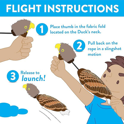 Spunky pup Fly & Fetch Plush Eagle Dog Toy | Interactive 100 ft Sling Shot Launcher with Built-In Bungee | Pull Back & Release | Durable Construction | Ballistic Fabric | Floats | For Medium Breeds