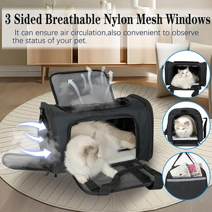 Top tasta Dog Cat Carrier Pet Carriers for Small Medium Large Cats Dogs Carrier Soft Sided Small Puppy Dog Carrier Portable Foldable Airline Approved Dog Cat Travel Carrier Black Medium