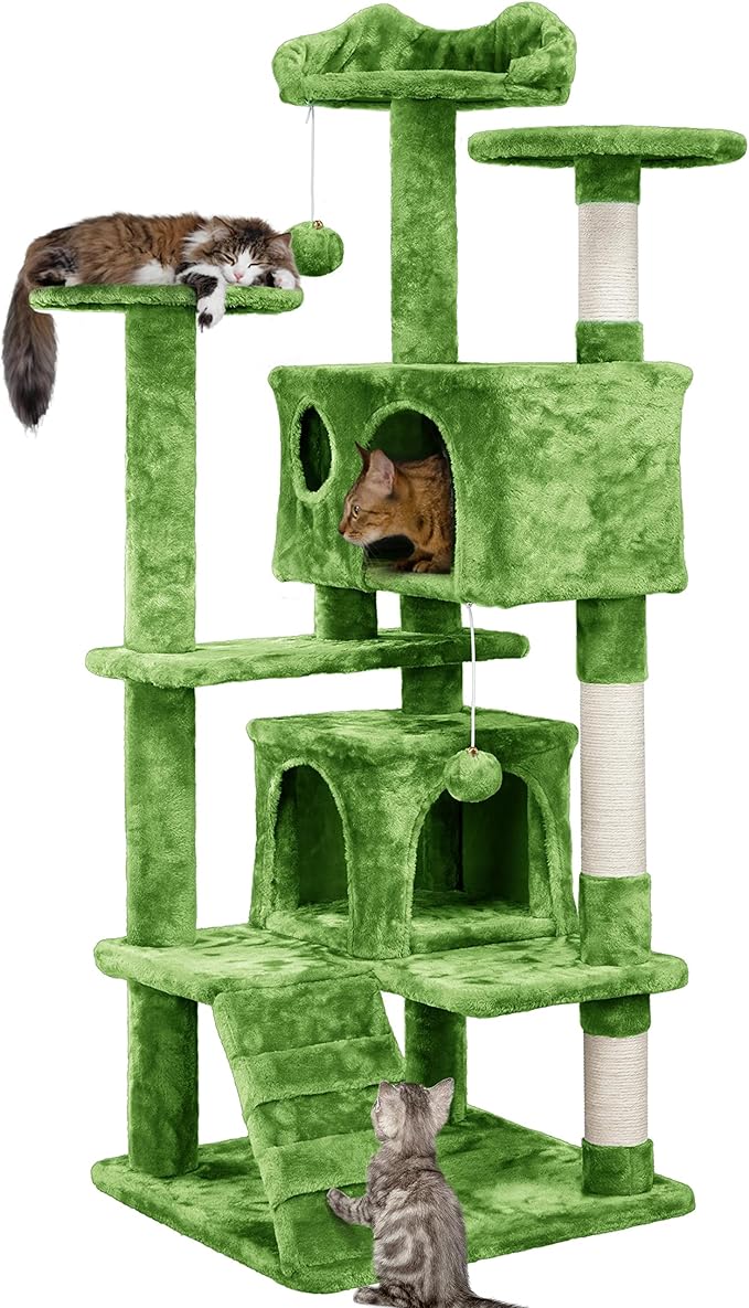 Yaheetech Cat Tree - 54in Tower with Condo, Scratching Posts & Balls, Perfect for Kittens