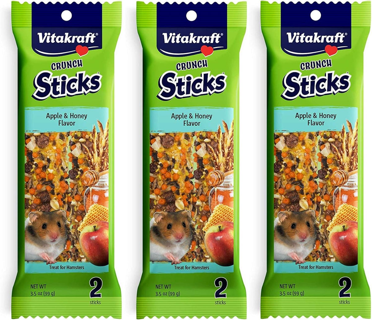 Vitakraft 3 Pack of Hamster Treat Crunch Sticks, 2 Sticks Each, Apple and Honey Flavor