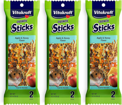 Vitakraft 3 Pack of Hamster Treat Crunch Sticks, 2 Sticks Each, Apple and Honey Flavor