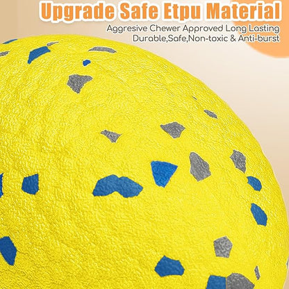 4.72" Indestructible Large Rugby Balls for Aggressive Chewers Durable Olive Bouncy Interactive Football Toy for Dogs Fetch Game Lightweight Floating Outdoor Training, Yellow