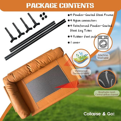 Small Elevated Dog Bed,Cooling Hammock with Soft Edge Pillow,Features Non-Slip Base Portable Pet Travel Cot,Indoor Outdoor Universal(23.62" L x 15.75" W x 5.91" H)