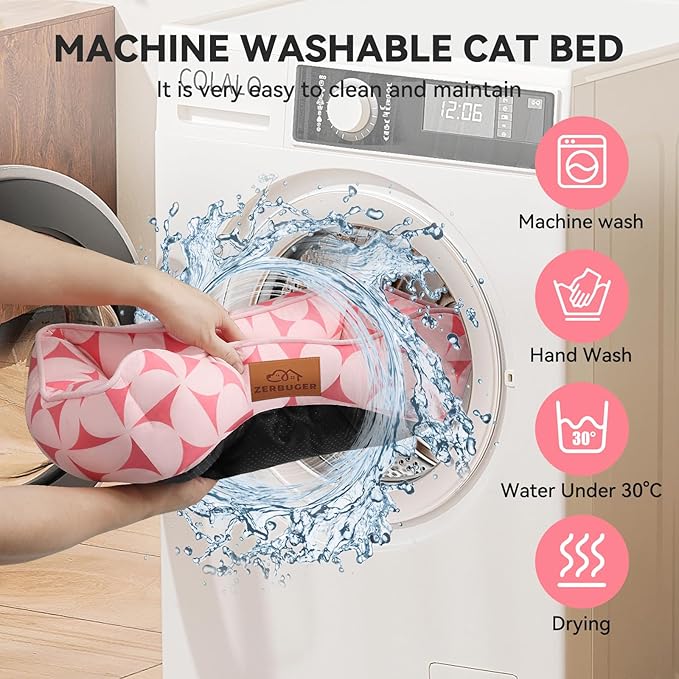 Rectangle Cat Dog Bed for Large Medium Small Pets Indoor Outdoor Machine Washable Sleeping Sofa Non-Slip Bottom Soft Puppy Bed Durable Orthopedic Calming Pet Cuddler (Small, Pink Pattern)
