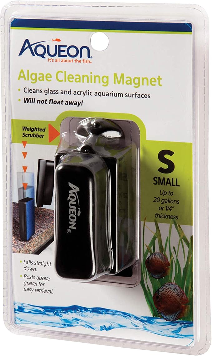 Aqueon Aquarium Algae Scraper, Fish Tank Cleaning Magnets for Glass/Acrylic, Small, Black