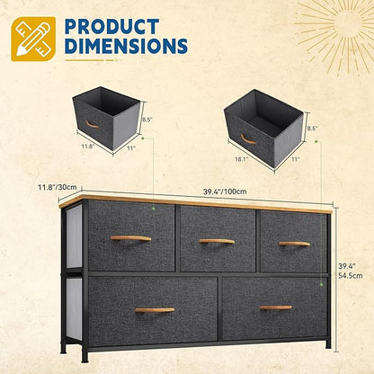 DWVO Dresser for Room with 5 Drawers