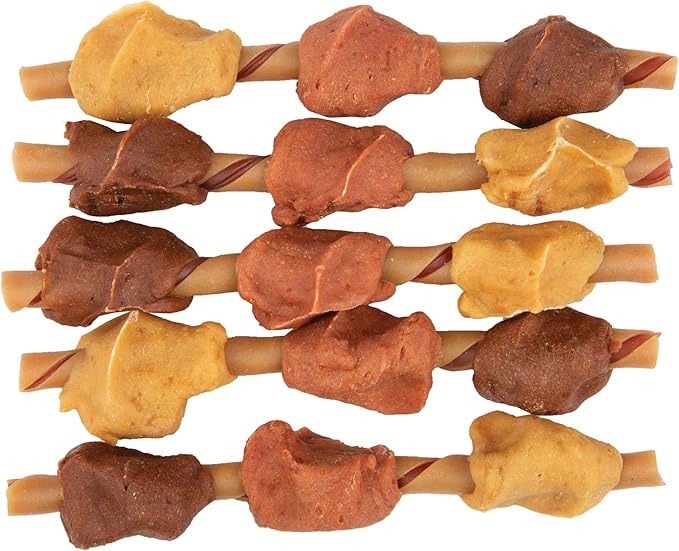 SmartBones Smart Kabobz, Treat Your Dog to a Rawhide-Free Chew Made With Real Chicken, Beef and Pork, 12 Count (Pack of 1)