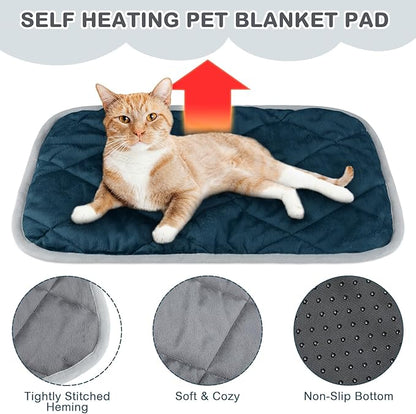 4 Pack Self Heating Cat Pad Self Warming Dog Mat Reflects Body Heat Extra Warm Thermal Pet Pad Washable Dog Cat Bed Crate Bed Mat Blanket(Mixing Colors,16 x 20 Inch)