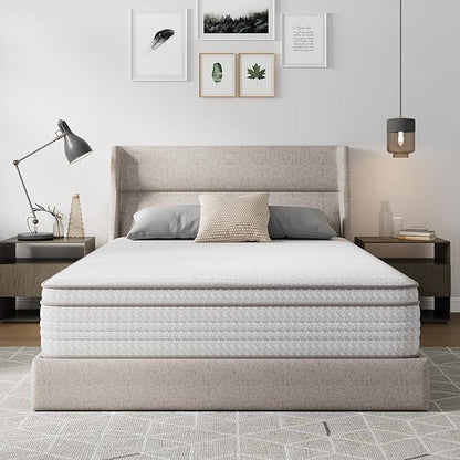 Novilla 12 Inch Queen Mattress, Hybrid Queen Mattresses in a Box with Smarts™ Coil Pocket Spring for Pressure Relief, Medium Firm Colchones with Comfort Foam, CertiPUR-US Certified