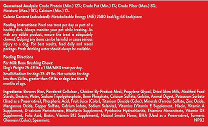 Milk-Bone Fresh Breath Brushing Chews, 9 Small/ Medium Daily Dental Dog Treats (Pack of 5) Scrubbing Action Helps Clean Teeth