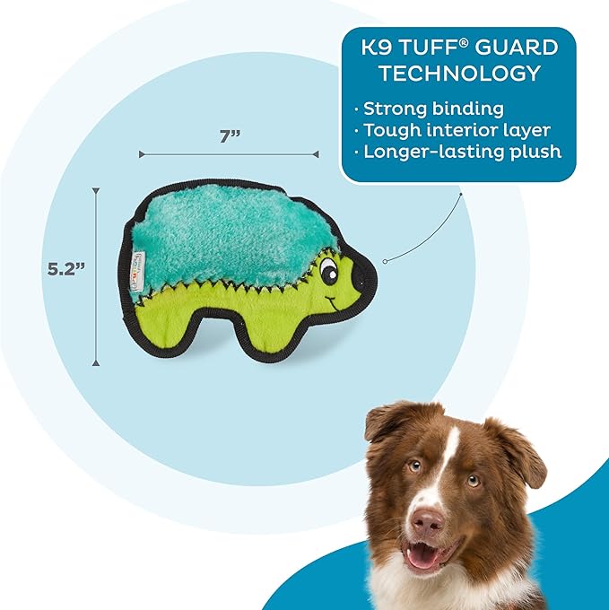 Outward Hound Durablez Minis Stuffing-Free Squeaky Plush Dog Toy for Puppies & Small Dogs - Interactive, Soft Yet Tough, No Mess, Jumbo Squeaker, Long-Lasting Play, Hedgehog