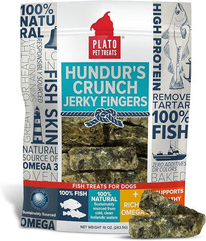 PLATO Hundur's Crunch Jerky Fingers 10oz, Natural