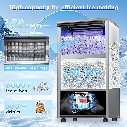 Ice Maker Commercial Ice Maker Machine 150lbs/24H
