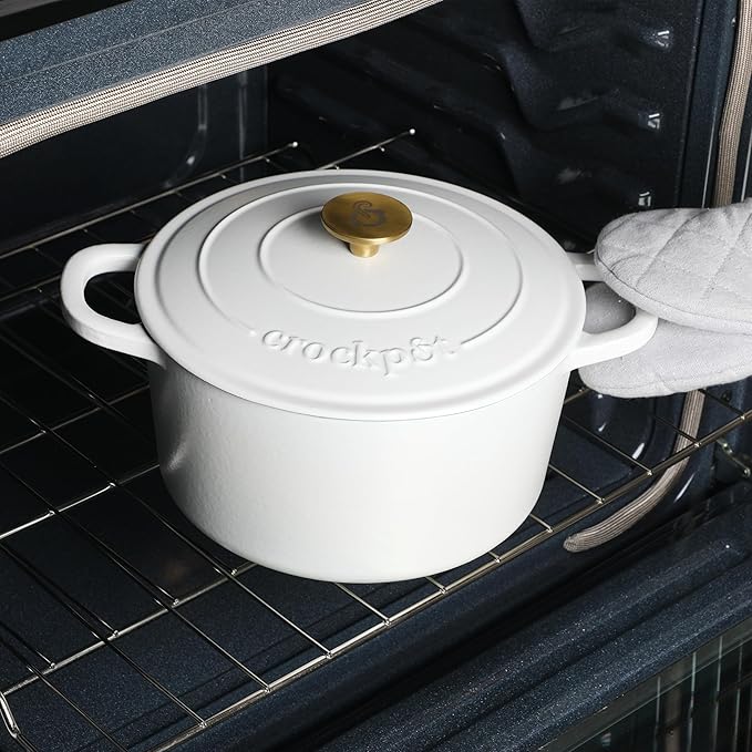 Crock-Pot Artisan 5-Quart Round Dutch Oven – Matte Linen White