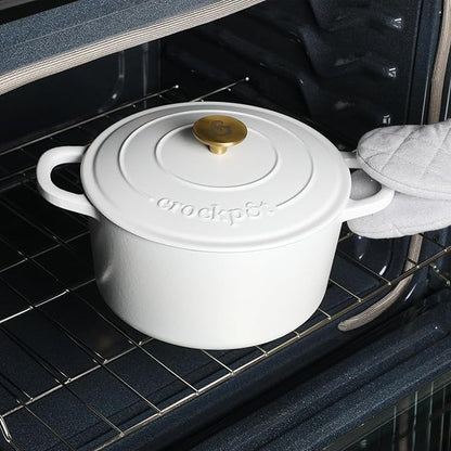 Crock-Pot Artisan 5-Quart Round Dutch Oven – Matte Linen White