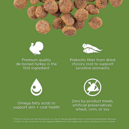 Go! Solutions Sensitivities Limited Ingredients, Grain-Free Dry Dog Food, Turkey Recipe for Sensitive Stomach, 12 lb Bag