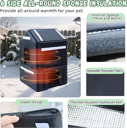 Insulated Outdoor Cat Houses - Waterproof 2 Story Cat House for Outside with Escape Door for Winter，Elevated Outdoor Cat House for Feral Stray Barn Cat Kitty