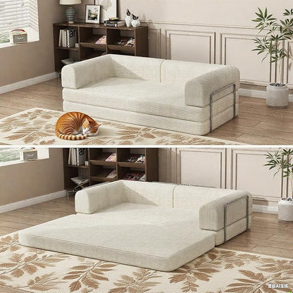 GAOMON Convertible Sleeper Sofa Bed, Sleeper Sofa | Corduroy Fabric | High-Density Sponge | Fixed-Shape Frame, Modular Sofa Bed for Living Room Lounge Studio 78.7 * 39.4 * 29.6 Inch