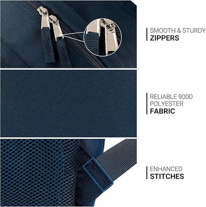 ZORFIN 36L Backpack for College, and Travel: Water Resistant Bookbag - Steel blue