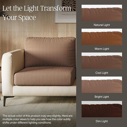 Nolan Interior Magic Sofa Cover - Classic Jacquard Chaise Couch Cover - Pet Proof, Easy Install, Stretchy Slipcover - Medium, Cinnamon Brown