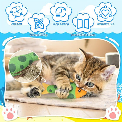 6 Pcs Catnip Toys for Cats, with Various Cute Fish Styles, Catnip Crinkle Sound, Soft and Durable, Interactive Kitten Kicker for Indoor Kitty Exercise for All Breeds