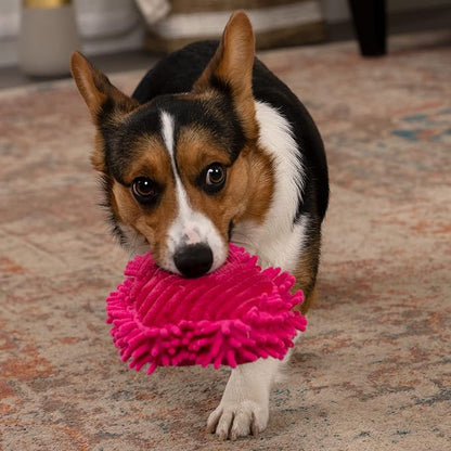 goDog PlayClean Germs Squeaky Plush Dog Toy with Odor-Eliminating Essential Oils, Chew Guard Technology - Pink, Small