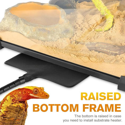 12"x12"x12" Reptile Terrarium, Escape-Proof Glass Full-View Vivarium for Tropical Invertebrates Such as Hermit Crabs, with Escape-Proof Lock & Feeding Hatch
