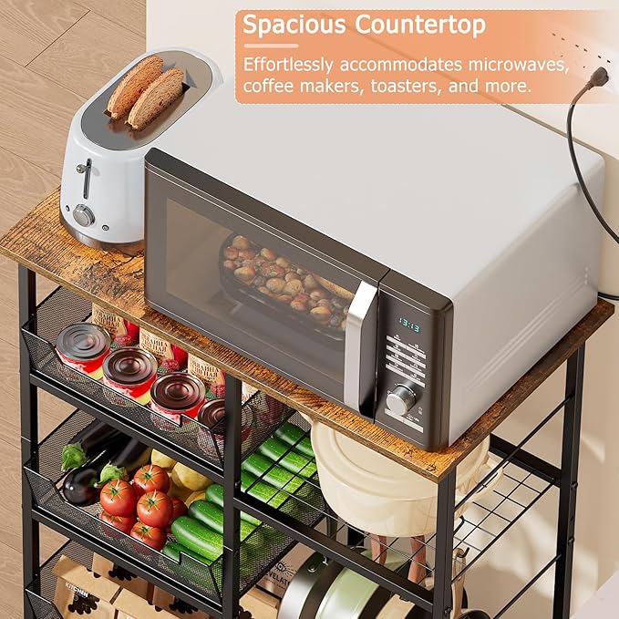 Rolling Kitchen Storage Microwave Cart, Kitchen Island